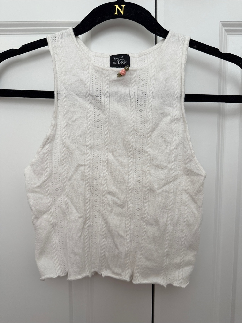 Beverly and Beck White Cropped Knit Tank